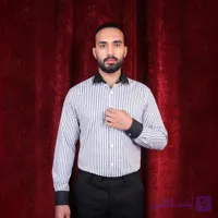 پیراهن مردانه کلاسیک مشکی راهدار ریز مچ یقه مشکی
