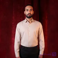 پیراهن مردانه کلاسیک بژ راهدار ریز سفید