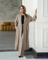 مانتو شلوار ماکسی ،کمربند دار، شلوار بگ پارچه بزایاق ۴۴تا ۵۲ کیفیت تضمینی