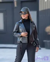 کت نیم تنه چرم مشکی با آستر داخلی/ دوسایزی مناسب ۳۸ تا ۴۶ تضمین اصالت