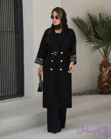 مانتو بلند زنانه با خرجکار ساتن ژاپن / پارچه کرپ حصیری / مناسب ۴۰ تا 50 کیفیت تضمینی