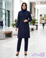 مانتو شلوار اداری رستا / پارچه فیونا خارجی با باند طلایی مناسب ۳۶ تا 50 ضمانت دوخت و پارچه