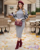 سارافون پاپیون دار / بافت گرم بالا درجه یک / فری ۳۶ تا ۵۴ کیفیت تضمینی