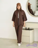 ست بامبر شلوار بگ راسته / پارچه لنین ایتالیایی ۱۰۰% نخ پنبه