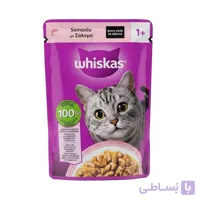 پوچ گربه ویسکاس ترک با طعم ماهی سالمون 85 گرم Whiskas Salmon Pouch Wet Cat Food