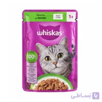 پوچ گربه ویسکاس ترک با طعم گوشت بره 85 گرم Whiskas Lamb Pouch Wet Cat Food