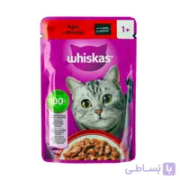 پوچ گربه ویسکاس ترک با طعم گوشت گوساله 85 گرم Whiskas Beef Pouch Wet Cat Food