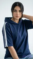 تی شرت باکسی زنانه کلاهدار