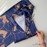 بلوز و شلوار ساتن طرح اسب زمینه سرمه ای