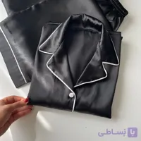 بلوز آستین کوتاه و شلوار ساتن رنگ مشکی