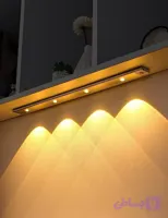 چراغ زیر کابینتی شارژی سنسوردار LED بدنه مشکی | سه رنگ نور، شارژی USB و روشن شدن خودکار