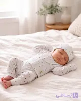 ست بیمارستانی  نوزادی ۴ تکه طرح ستاره‌ شب  پارچه نخ خالص  کد۱۳۷