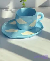 ست فنجون و بشقاب ابرک☁️🫧🩵