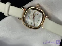 ساعت زنانه چرمی سفید صفحه رنگین کمانی
