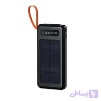 پاوربانک 10.5 وات پرودو مدل PIANO SOLAR PDPBB306BK ظرفیت 10000 میلی‌آمپرساعت به همراه کابل USB-C، USB-A، لایتنینگ و MicroUSB