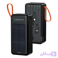 پاوربانک خورشیدی پرودو 30000 میلی آمپر با کابل‌های داخلی مدل Piano Solar PDPBB308BK
