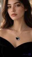 گردنبند قلب سنگی سیم خاردار مشکی