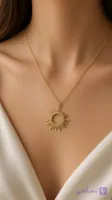 گردنبند استیل پلاک خورشید طلایی