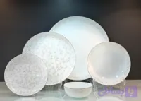 سرویس ۲۶پارچه سورنا اوپال طرح لاله کرم لب نقره