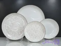 سرویس ۲۶پارچه ارکوپال ترمه لب نقره
