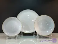 سرویس ۲۶پارچه سورنا اوپال طرح برمودا سفید لب طلا