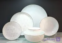 سرویس ۲۶پارچه اپال طرح مالابو سفید لب طلا