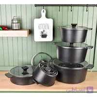 سرویس قابلمه چدن گرانیت مدرن اقتصادی 10 پارچه