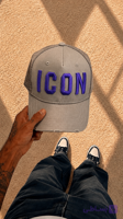 کلاه کپ سفید  ICON  گلدوزی بنفش