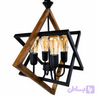 لوستر چوب فلز ستاره داودی4شعله