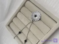 گردنبند زنانه مدل گل  مهره دار استیل نقره ای رنگ ثابت