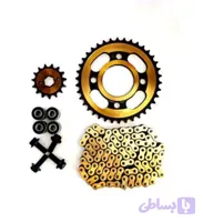 ست دنده زنجیر هندا CG125 فولادی طلایی کامل برند کورس