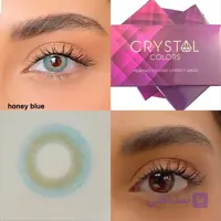 لنز طبی رنگی آبی بدون دور کریستال هانی بلو | Crystal Honey Blue