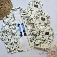 پیراهن دوتیکه پسرانه چاپی پاریس 50 -65 کد 4367
