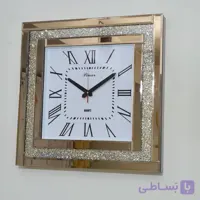 ساعت دیواری آینه ای نگین دار مربع مدل لوکس بسیار زیبا و جذاب در دو رنگ مختلف برنز و نقره ای قطر 60 سانت - سایز ۶۰ در ۶۰ سانت / نقره ای