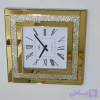 ساعت دیواری آینه ای نگین دار مربع مدل لوکس بسیار زیبا و جذاب در دو رنگ مختلف نقره ای و برنز قطر 60 سانت - سایز ۶۰ در ۶۰ سانت / برنز