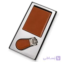 ست جاکارتی و جاسوئیچی چرم طبیعی مدل آرکا