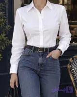 شومیز زنانه سفید داخل خزدار پاییزه