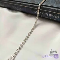 دستبند تنیسی طرح الماس استیل نقره‌ای رادیوم | درخشان و شیک