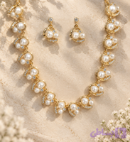 ست گوشواره گردنبند مرواریدی جواهری