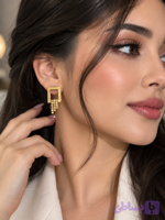 گوشواره میخی آویز نگین متحرک استیل