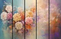 پوستر دیواری گل رز هنری | طرح نقاشی گل مدرن و پاستلی