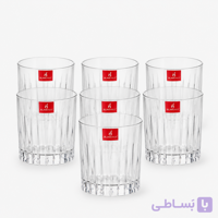 ست ۶ عددی لیوان شیشه‌ای کوتاه BLINKMAX طرح شیاردار
