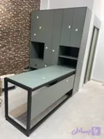 میز مدیریت پایه مربعی جنسMdfوفلز2متری