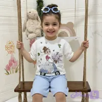 تیشرت پنبه شلوارک کتان دختر موتورسوار