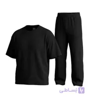 ست تیشرت و شلوار مردانه مراکشی ساده پنبه پلی استر مشکی مدل 49390
