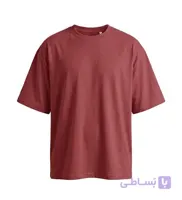 تیشرت یقه گرد مردانه باکسی ساده پنبه یک رو قرمز مدل 49665