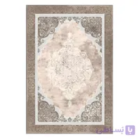 فرشینه مخمل ترک طرح ترنج شنی محو کد O107