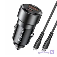 شارژر فندکی با کابل آیفون یسیدو YESIDO Y54 60W FAST CHARGER