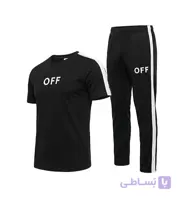 ست تیشرت و شلوار مردانه نرمال طرح دار نخ پنبه مشکی مدل 49367