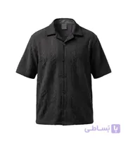 پیراهن آستین کوتاه مردانه مراکشی ساده کنفی مشکی مدل 50837